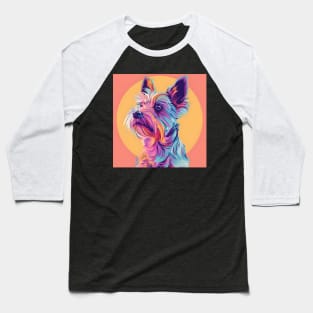 70s Silky Terrier Vibes: Pastel Pup Parade Baseball T-Shirt